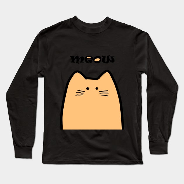 Orange Meow Long Sleeve T-Shirt by MiNuRa